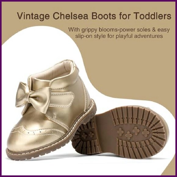 Toddler Girls Leather Boots Mid Calf Water Resistant Memory Foam Insole - Picture 7 of 8